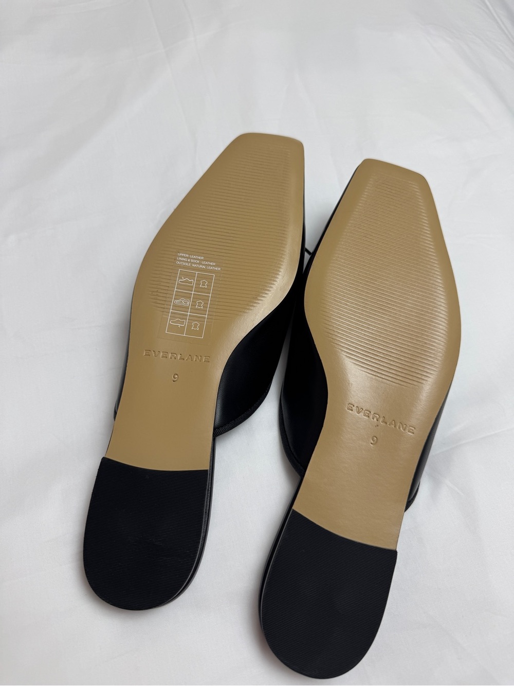 Everlane Black Leather Ballet Mule Flats Size 9 Minimalist Square Toe Bow - Picture 9 of 13